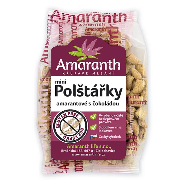 AMARANTH Polštářky amarantové s čokoládou mini 100 g