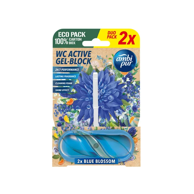 Ambi Pur WC Active gel-blok Modrý květ 2 ks