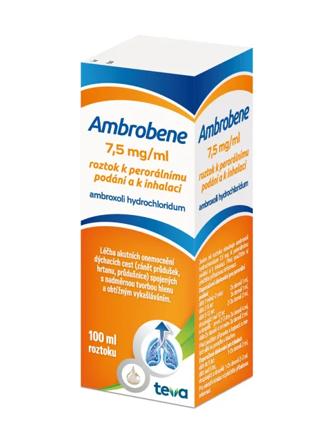 Ambrobene, 7,5 mg/ml roztok k perorálnímu podání a k inhalaci 100 ml