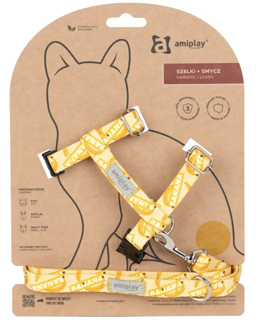 Amiplay Kšíry pro kočku s vodítkem BeHappyCat Banana | P58705