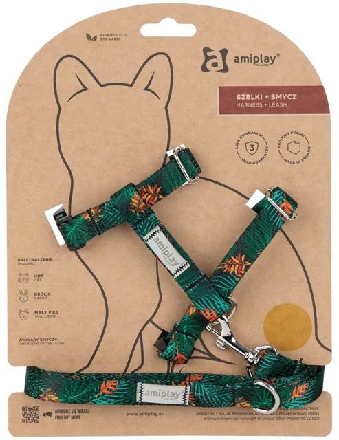 Amiplay Kšíry pro kočku s vodítkem BeHappyCat Jungle | P58714