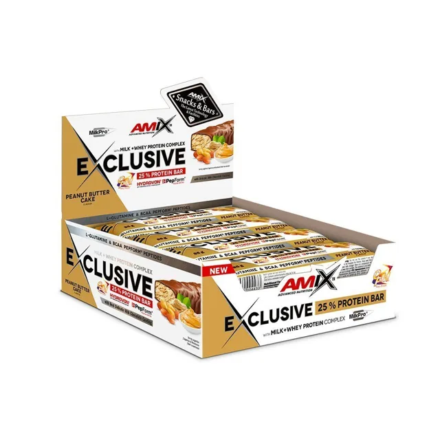 AMIX Exclusive Protein Bar, 12x85g, Peanut-Butter-Cake
