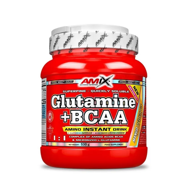 AMIX L-Glutamine + BCAA - powder, Lemon-Lime, 530g