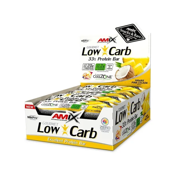 AMIX Low-Carb 33% Protein Bar, Pineapple-Coconut, 15x60g