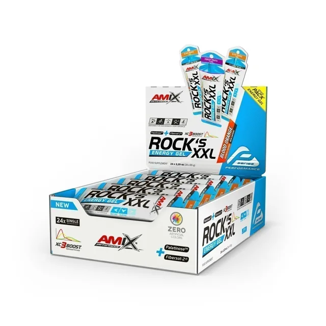 AMIX Rock's Energy Gel XXL with Caffeine, Blood Orange, 24x65g
