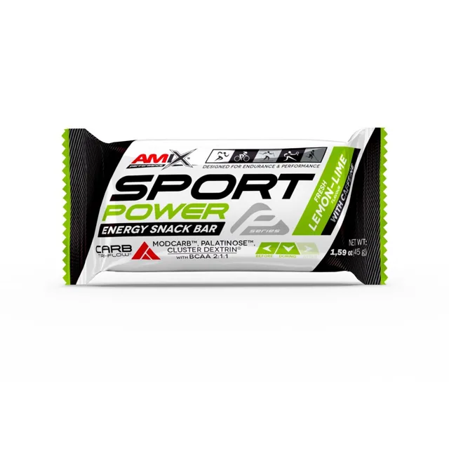 AMIX Sport Power Energy Snack Bar s kofeinem, Lemon-Lime, 45g