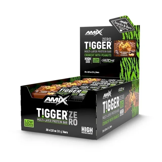 AMIX TIGGER Zero bar, 20x60g, Dark Chocolate - Caramel