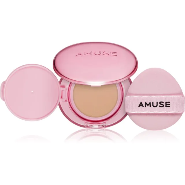 AMUSE Dew Power Vegan Cushion dlouhotrvající make-up v houbičce pro rozjasnění a vyhlazení pleti odstín 02 Healthy 15 g