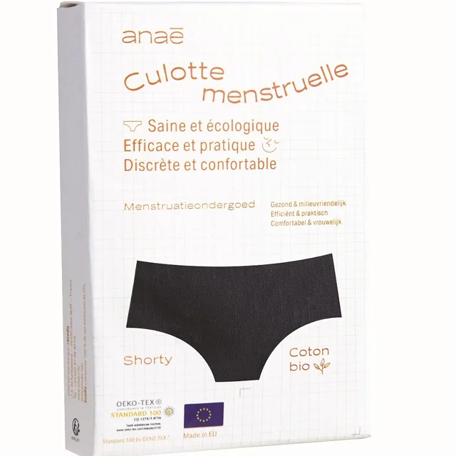 ANAÉ BY ECODIS Menstruační kalhotky Panty na střední menstruaci černé S