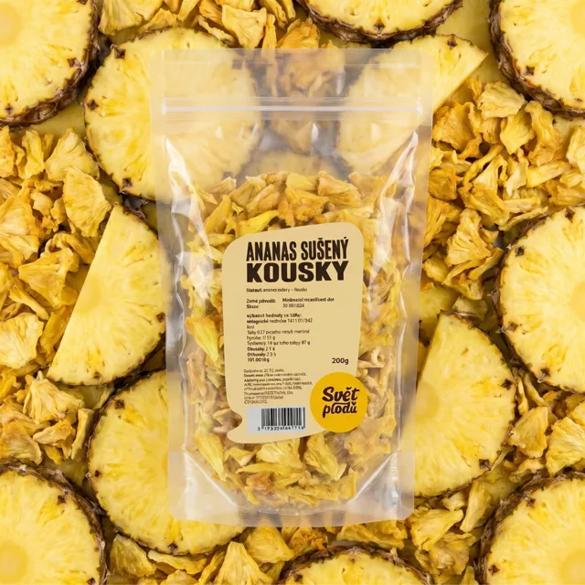 Ananas sušený kousky váha 200g