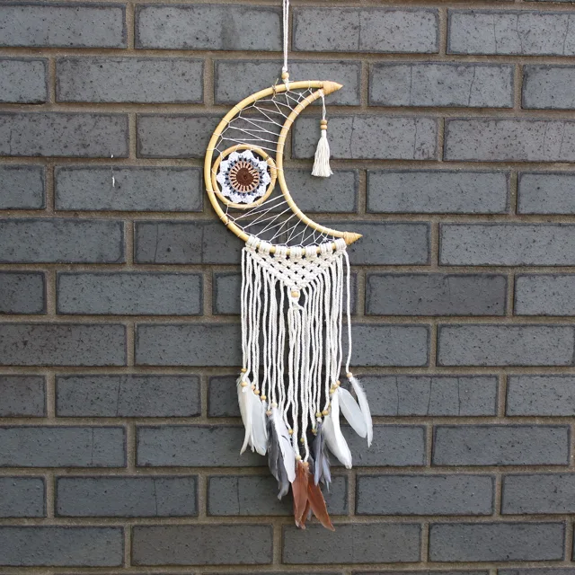 Ancient Wisdom Ochranný lapač snů macramé měsíc 68 cm laté