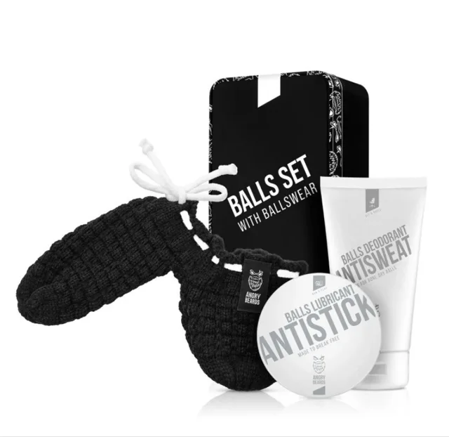 Angry Beards Komplexní péče o kule + kulesvetr dárková sada Antistick 55 g + Antisweat 75 ml + Kulesvetr dárková sada