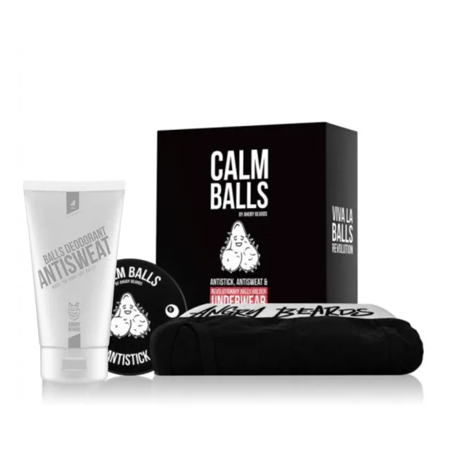 Angry Beards Underwear Antisweat deodorant v krému na intimní partie 75 ml + Antistick gel na intimní partie pro muže 100 ml + Balls Holder XXL dárková sada