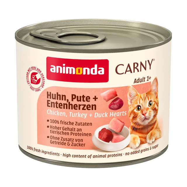 Animonda Carny Adult 6 x 200 g - Krůtí, kuřecí & kachní srdce