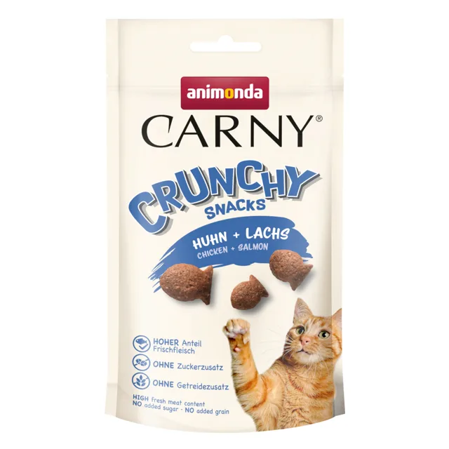 animonda Carny Adult Crunchy - Výhodné balení: 10 x 50 g kuřecí a losos