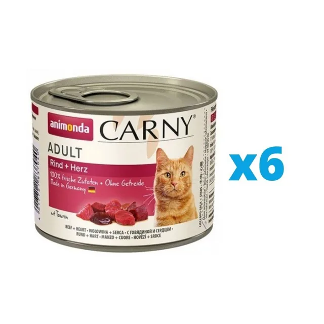 ANIMONDA Carny Adult hovězí &amp; krůtí srdíčka 6 x 200 g