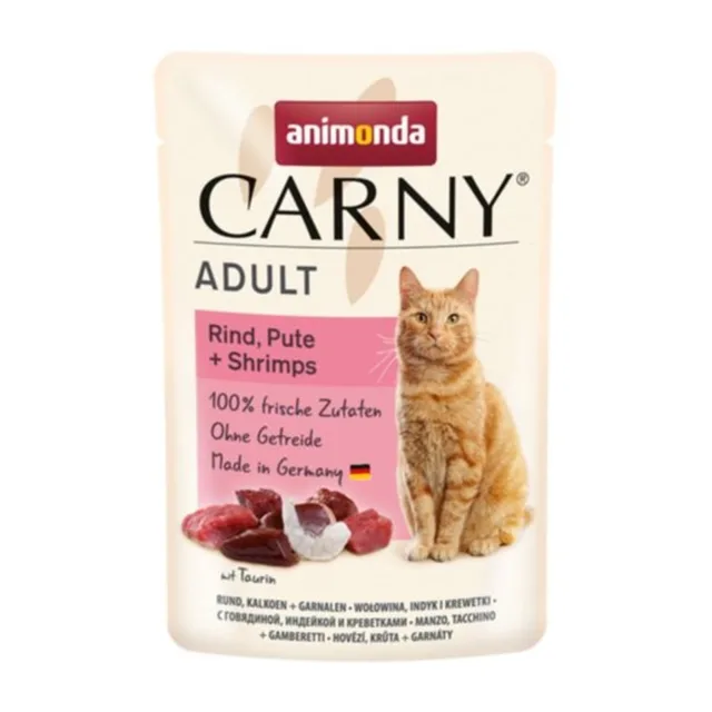 ANIMONDA Carny Adult Hovězí, krůta &amp; krevety 85g kapsička pro kočky