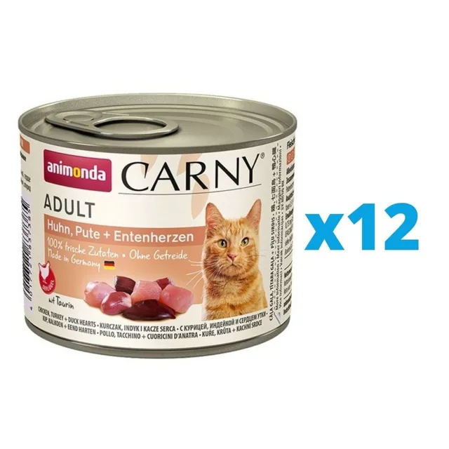 ANIMONDA Carny Adult kuře krůta kachní srdce 12 x 200 g