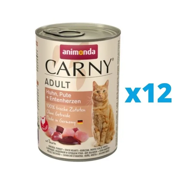 ANIMONDA Carny Adult kuře krůta kachní srdce 12 x 400 g
