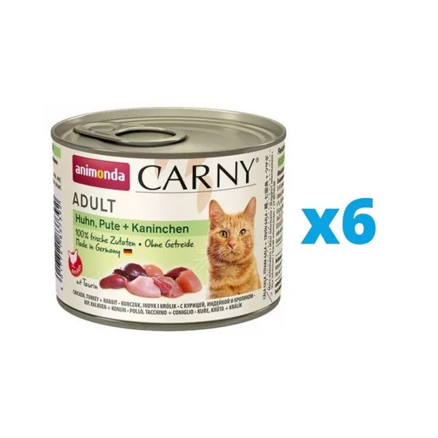 ANIMONDA Carny Adult kuře krůta králík 6 x 200 g