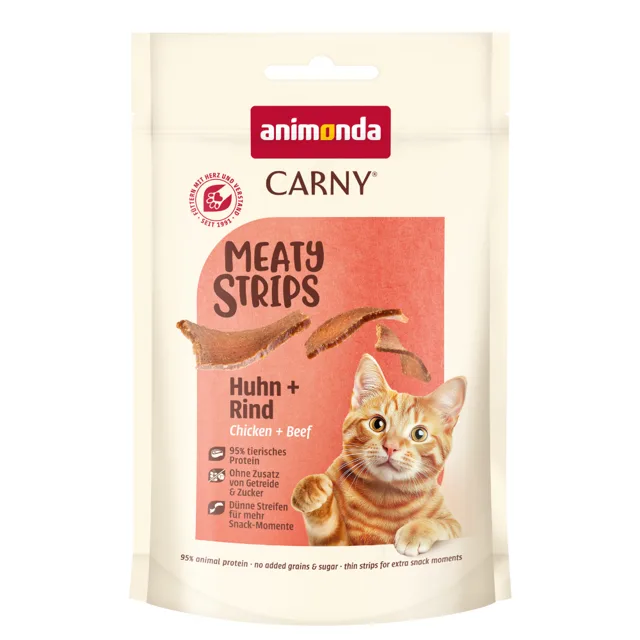 animonda Carny Adult Meaty Strips - výhodné balení: kuřecí + losos (10 x 50 g)