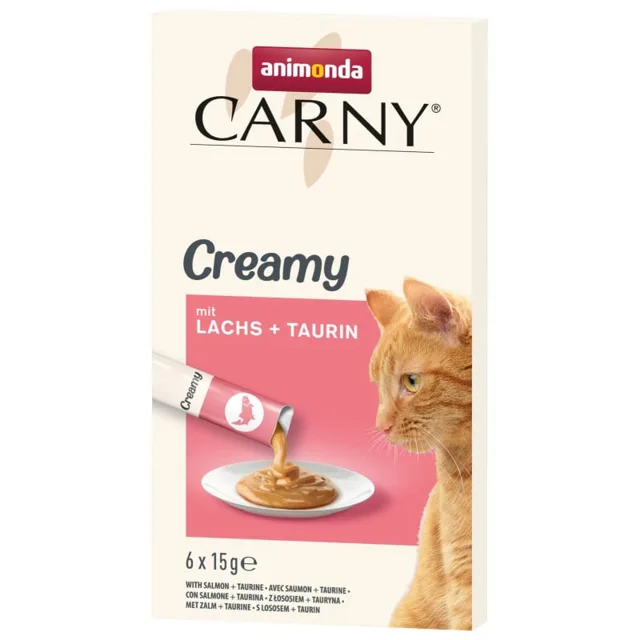 ANIMONDA Carny Creamy s lososem a taurinem 6x15 g krémový pamlsek pro kočky