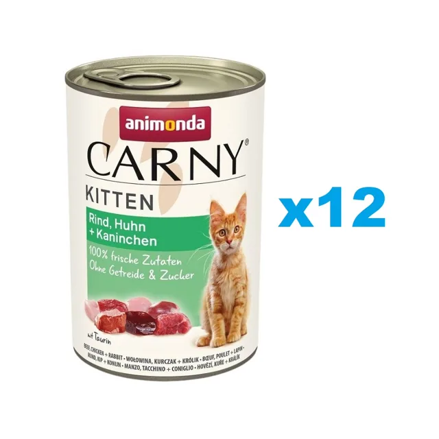 ANIMONDA Carny Kitten Hovězí, Kuřecí a Králík 12x400g