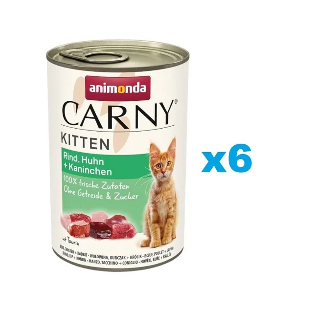 ANIMONDA Carny Kitten Hovězí, Kuřecí a Králík 6x400g