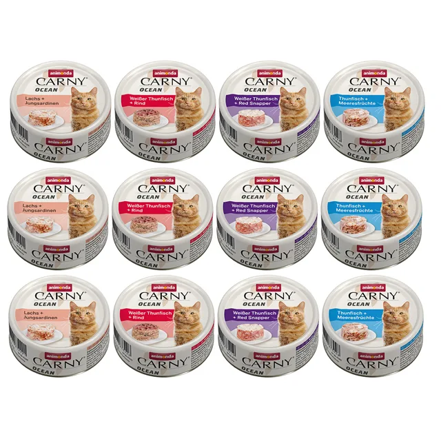 animonda Carny Ocean 12 konzerv (12 x 80 g) + 60 g Animonda Carny v želé - Ocean 12 konzerv (12 x 80 g) Tuňák dlouhoploutvý a hovězí