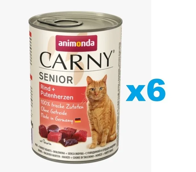 ANIMONDA Carny Senior hovězí a krůtí srdce 6x400 g