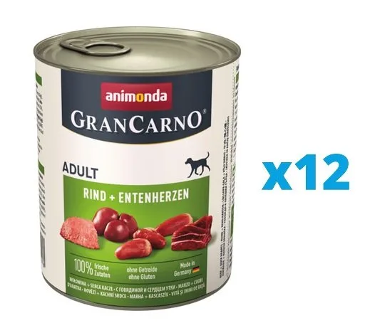 ANIMONDA Gran Carno Hovězí &amp; kachní srdce12 x 800 g