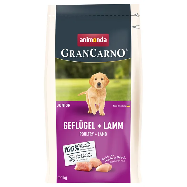 animonda GranCarno Junior drůbež a jehněčí maso - Výhodné balení: 2 x 4 kg
