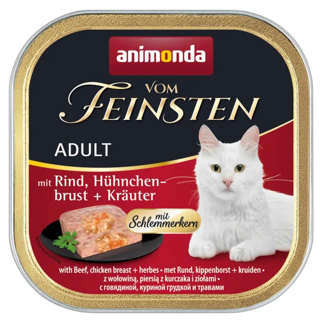 animonda Vom Feinsten Adult 32 x 100 g - gurmánské jádro s hovězím, kuřecími prsy a bylinkami