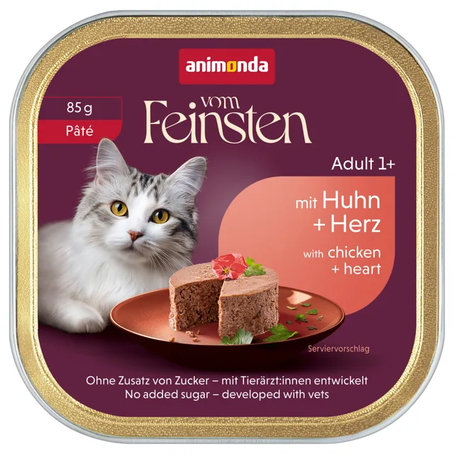 animonda vom Feinsten Adult 32 x 85 g - kuřecí a srdce paštika
