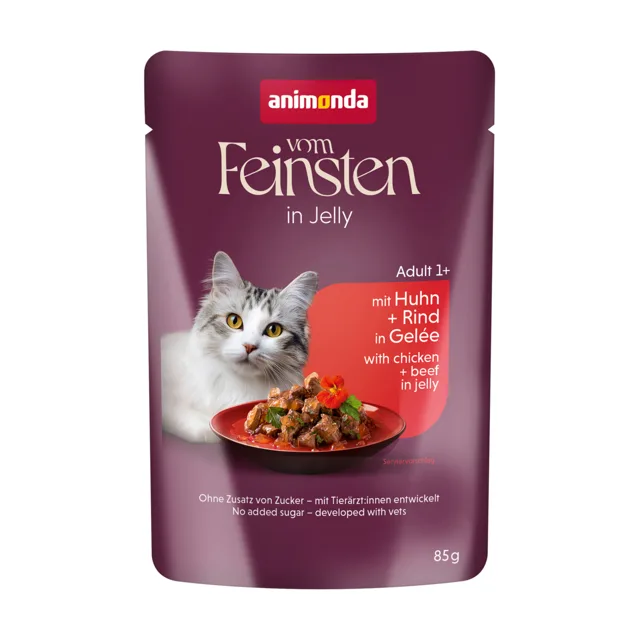 animonda Vom Feinsten Adult Raffinesse v želé 24 x 85 g - bohaté na kuře, s hovězím