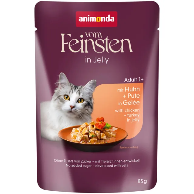 animonda Vom Feinsten Adult Raffinesse v želé 24 x 85 g - bohaté na kuře, s krůtou