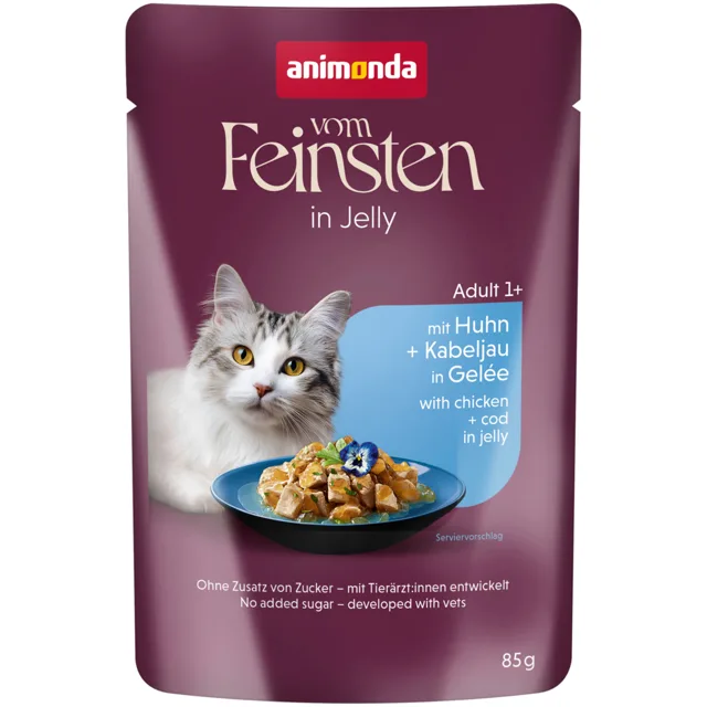 animonda Vom Feinsten Adult Raffinesse v želé 24 x 85 g - bohaté na kuře, s treskou