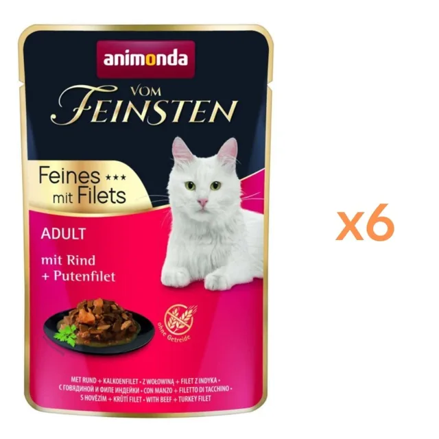 ANIMONDA Vom Feinsten Feines mit Filets Adult Hovězí a krůtí filet 6x85g mokré krmivo pro kočky