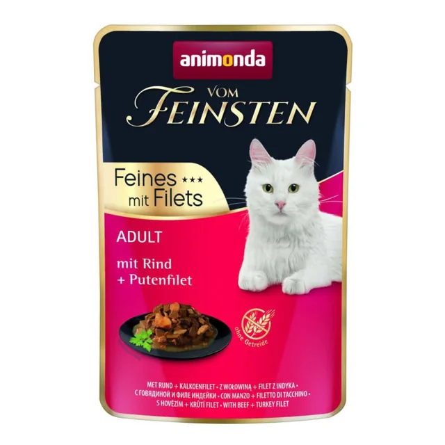 ANIMONDA Vom Feinsten Fines mit Filets Adult Hovězí a filet z krůty 85g konzerva pro kočky