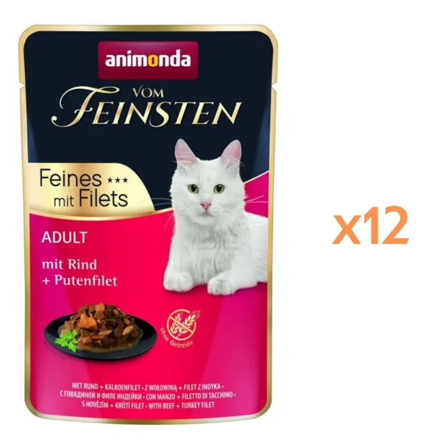 ANIMONDA Vom Feinsten Fines mit Filets Adult Hovězí a krůtí filet 12x85g mokré krmivo pro kočky