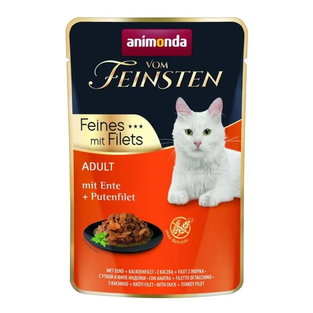 ANIMONDA Vom Feinsten Fines mit Filets Adult Kachna a krůtí fílé 85g kapsička pro dospělé kočky