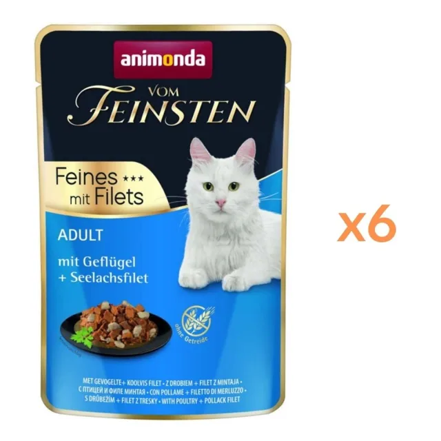 ANIMONDA Vom Feinsten Fines mit Filets Adult Poultry and Pollock filet 6x85g mokré krmivo pro kočky