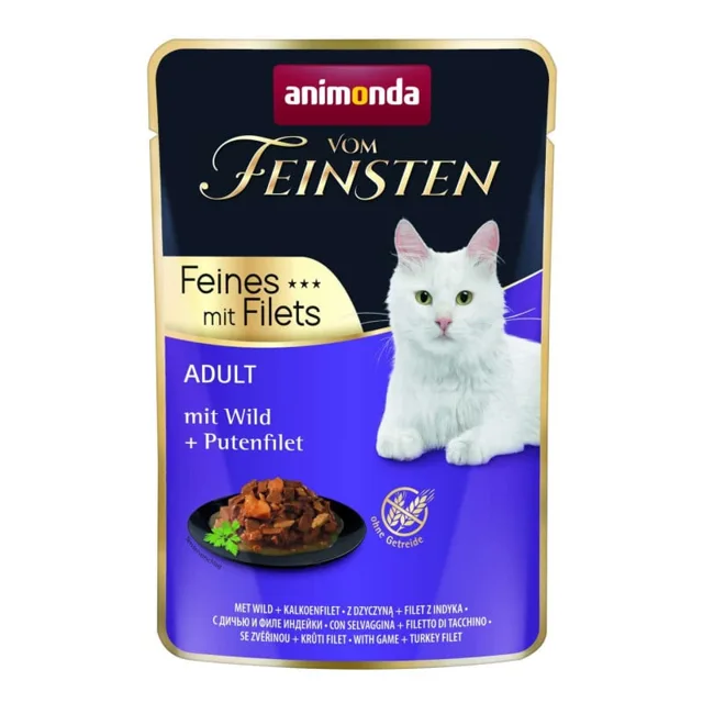 ANIMONDA Vom Feinsten Fines mit Filets Adult Srnčí a krůtí filé 85g kapsička pro dospělé kočky