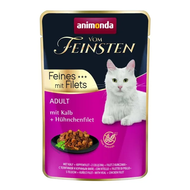 ANIMONDA Vom Feinsten Fines s filety Adult Telecí a kuřecí filet 85g mokrá strava pro kočky