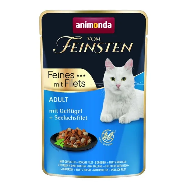 ANIMONDA Vom Feinsten Fines s filety pro dospělé kočky Drůbež a filet z tresky 85g mokrá strava pro kočky