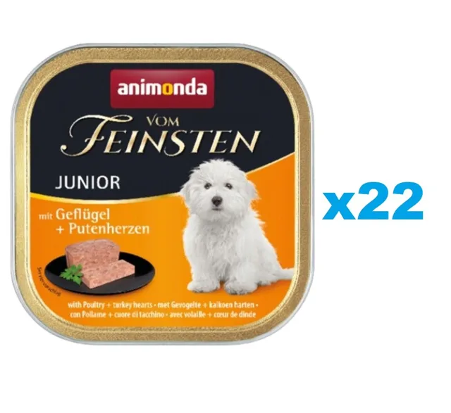 ANIMONDA Vom Feinsten Junior Kuře &amp; krůtí srdce 22x150g