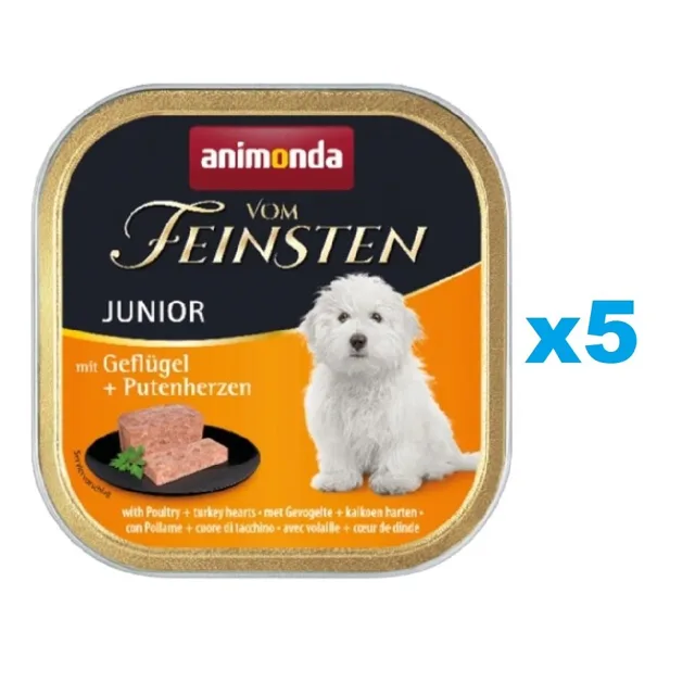 ANIMONDA Vom Feinsten Junior Kuře &amp; krůtí srdce 5 x 150 g