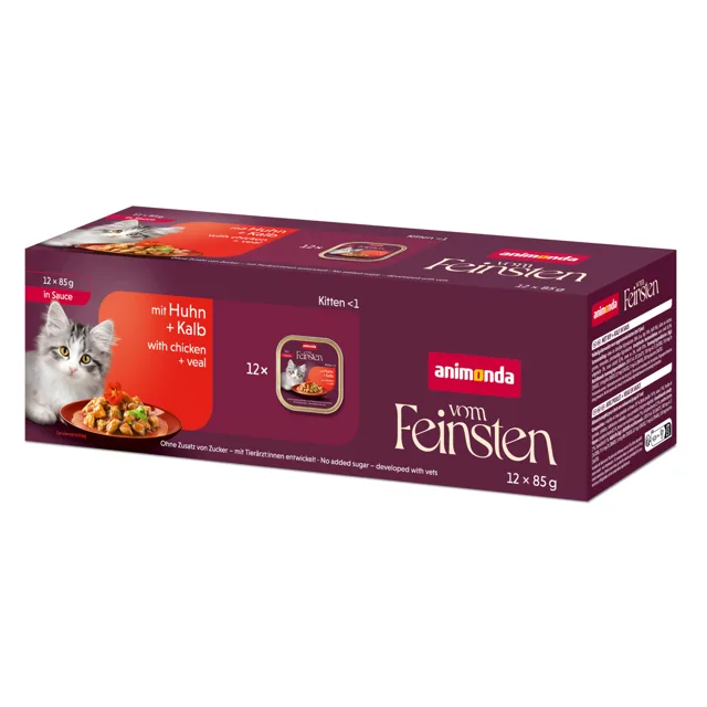 animonda Vom Feinsten Kitten v omáčce 12 x 85 g - kuře a telecí