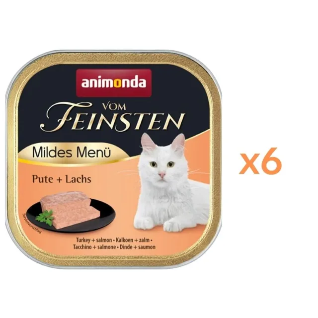 ANIMONDA Vom Feinsten Mild Menue Paštika s krůtím a lososem 6x100g pro kočky