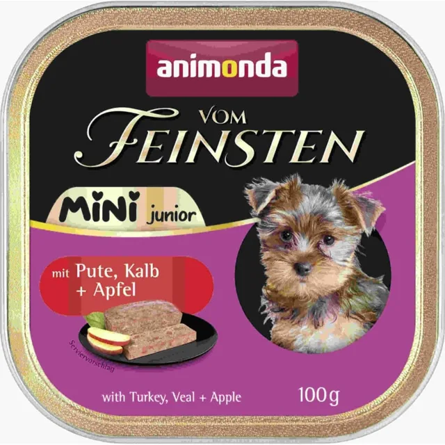 ANIMONDA Vom Feinsten Mini Junior s krůtím, telecím a jablkem 100g paštika pro psy malých plemen